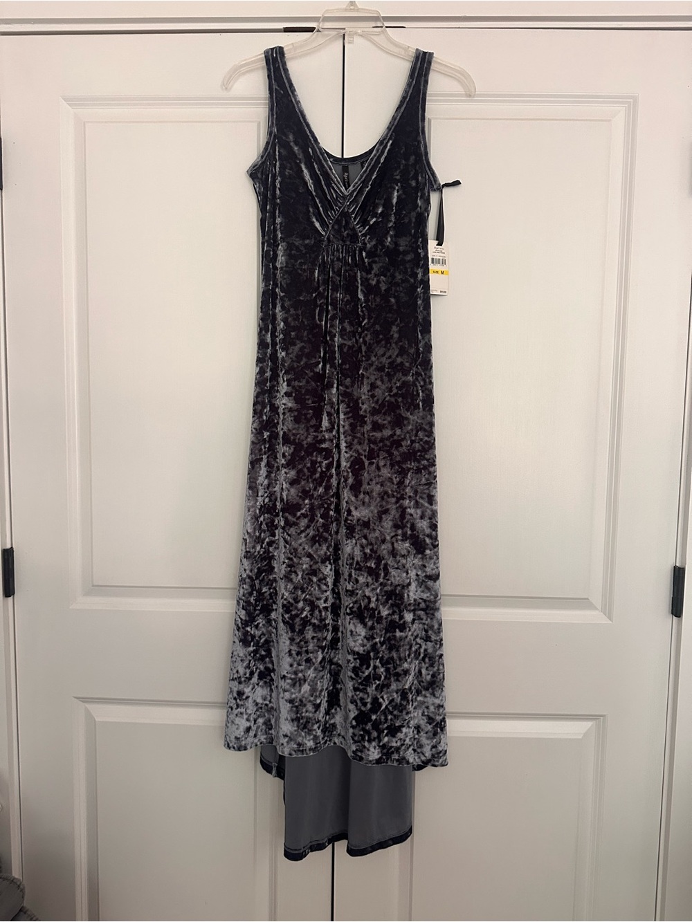 Slate Blue Crushed Velvet Maxi Dress